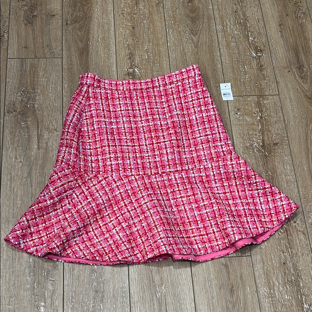 Ann Taylor Pink Tweed Flared Skirt Size 0